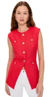 Endless Rose Gold Pointed Long Vest Red In Red