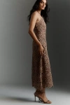 Endless Rose Halter Lace Midi Dress In Brown