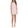 Endless Rose Halter Neck Guipure Lace Minidress In White/pink