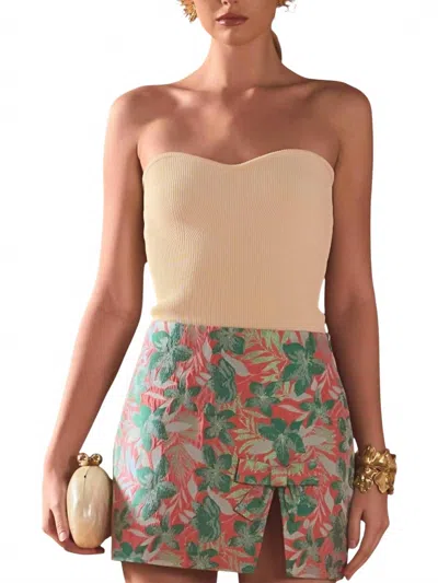 Endless Rose Hana Fitted Knit Tube Top In Nude In Neutral