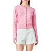 Endless Rose Heart Button Cotton Cardigan In Pink