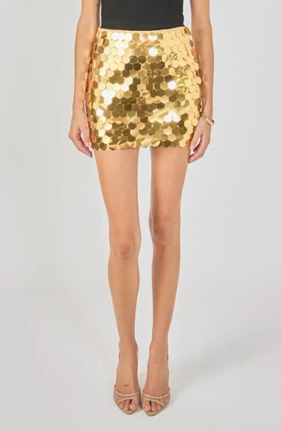 Endless Rose Hexagonal Paillette Miniskirt In Gold