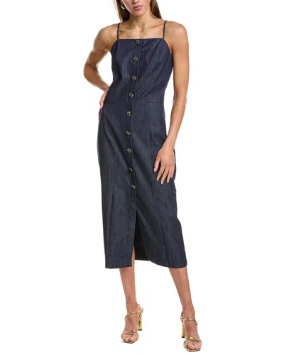 Endless Rose High Neck Denim Midi Dress In Blue