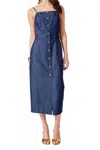 Endless Rose Front Button Denim Maxi Dress In Blue