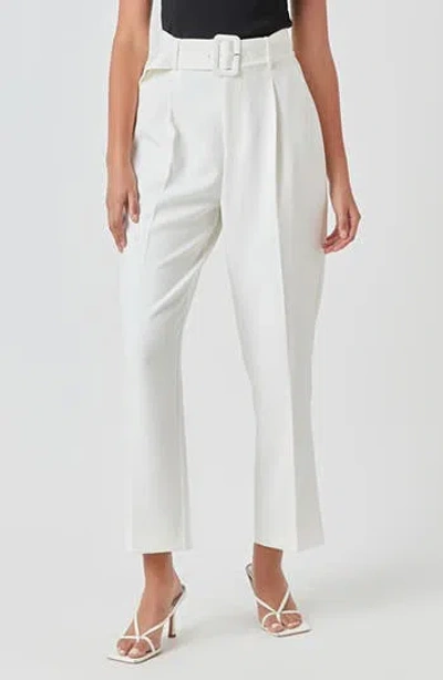 Endless Rose High Waist Belted Pants In White