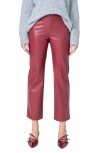Endless Rose High Waist Faux Leather Crop Pants In Burgundy