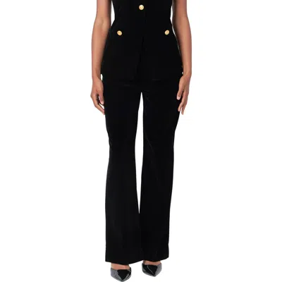Endless Rose High Waist Wide Leg Velvet Pants In Black