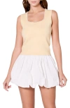 Endless Rose Imitation Pearl Trim Knit Tank In Butter