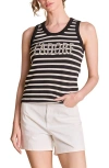 Endless Rose J' Adore Stripe Cotton Tank In Black/white