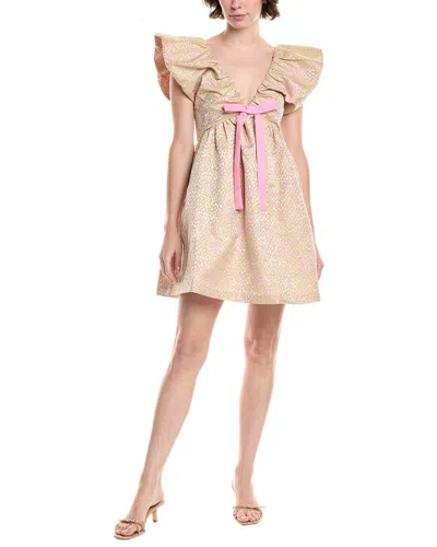 Endless Rose Bow Jacquard Babydoll Minidress In Animal Print