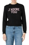 Endless Rose J'adore You Motif Sweater In Black