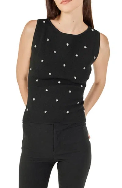 Endless Rose Jewel Embellish Sleeveless Top In Black