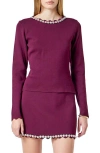 Endless Rose Jewel Neck Knit Top In Purple