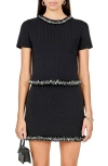 Endless Rose Jewel Trim Short Sleeve Sweater In Black