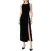 Endless Rose Jewel Trim Sleeveless Velvet Maxi Dress In Black