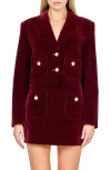 Endless Rose Jeweled Crop Velvet Blazer In Red