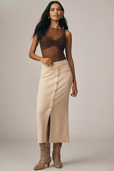 Endless Rose Knit A-line Midi Skirt In Neutral