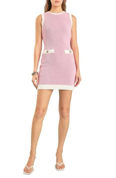 Endless Rose Knit Minidress In Pink/ivory