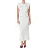 Endless Rose Knit Padded Shoulder Maxi Dress In Cream