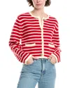 Endless Rose Knit Stripe Wool-blend Cardigan In Red