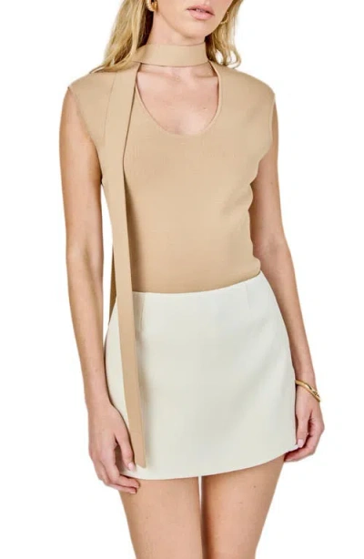 Endless Rose Knit Tank & Scarf In Neutral