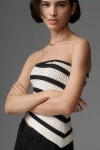 Endless Rose Stripe Open Stitch Tube Top In Black