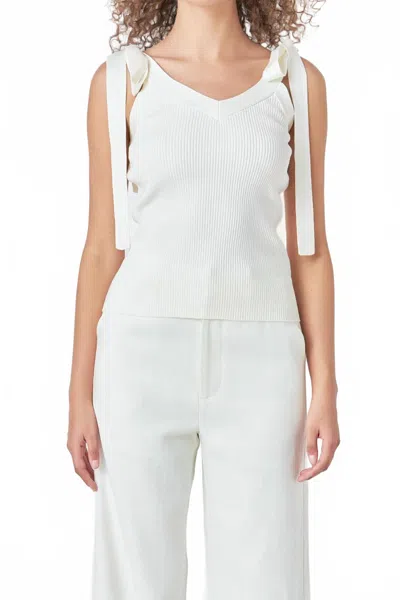 Endless Rose Knit V Neck Tank Top In White