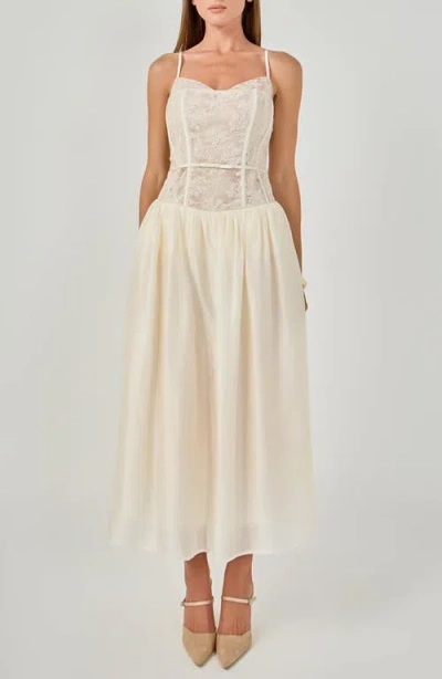 Endless Rose Lace Corset Midi Dress In Neutral