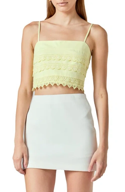Endless Rose Lace Crop Cotton & Linen Camisole In Neutral
