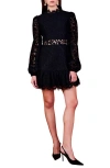 Endless Rose Lace Cutout Long Sleeve Minidress In Black