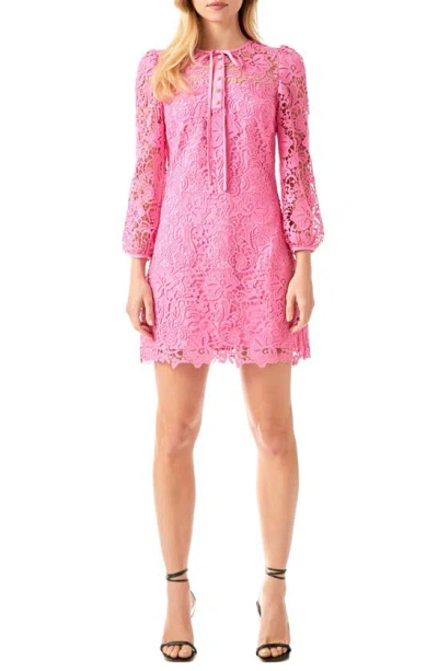 Endless Rose Lace Long Sleeve Minidress In Pink