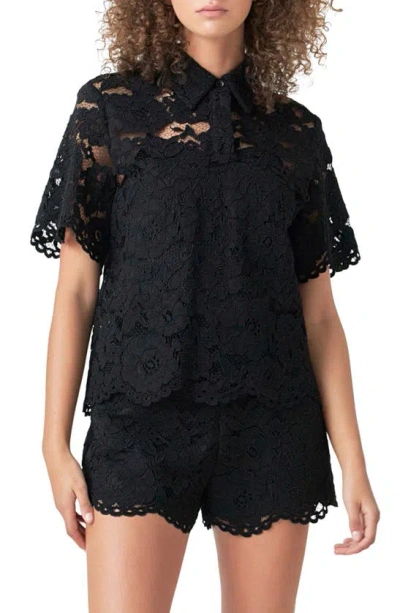 Endless Rose Lace Shirt In Black