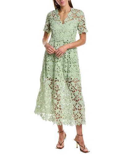 Endless Rose Lace Short Sleeves Midi Dress In Green