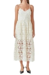 Endless Rose Lace Spaghetti Strap Midi Dress In Cream