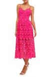 Endless Rose Lace Spaghetti Strap Midi Dress In Fuchsia