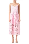 Endless Rose Lace Spaghetti Strap Midi Dress In Pink