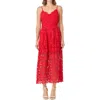 Endless Rose Lace Spaghetti Strap Midi Dress In Red