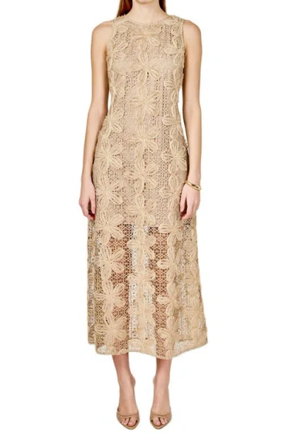 Endless Rose Lacy Sleeveless Dress In Brown