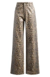 Endless Rose Leopard Sequin Wide Leg Jeans In Leopard