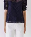 Endless Rose Lillian Lace Embroidered Top In Navy In Blue