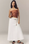 Endless Rose Linen Blend A-line Maxi Skirt In White