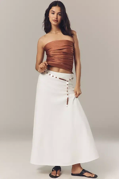 Endless Rose Linen Blend A-line Maxi Skirt In White
