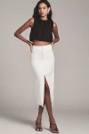 ENDLESS ROSE LINEN BLEND FRONT-SLIT SLIM MIDI SKIRT