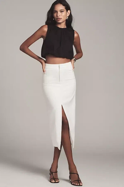 Endless Rose Linen Blend Front-slit Slim Midi Skirt