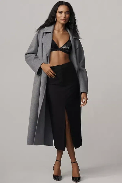 Endless Rose Linen Blend Front-slit Slim Midi Skirt In Green