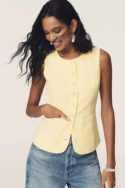 Endless Rose Linen Blend Vest Jacket In Yellow