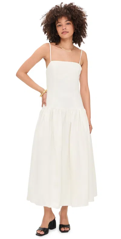 Endless Rose Linen Drop Waist Maxi Dress Ivory In White