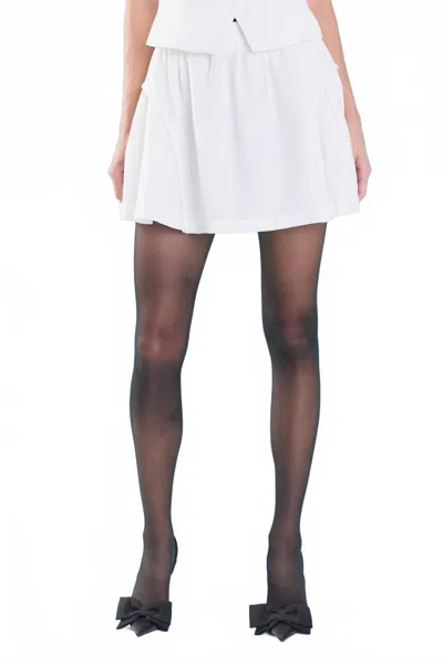 Endless Rose Linen High Waist Flounce Mini Skirt In Ivory In White