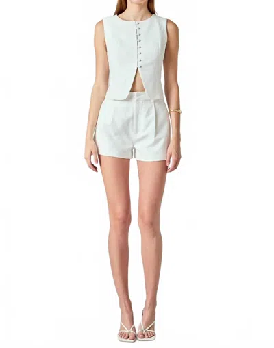 Endless Rose Linen Pintuck Shorts In Off White In Neutral