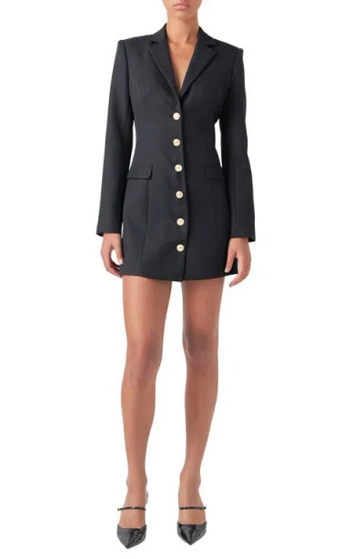 Endless Rose Long Sleeve Blazer Minidress In Black